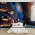thumbnail image 1 of Modern Wallpaper Murals 3D Cosmic Boy s Bedroom Lamp Drapes Peel and Stick Removable Self-Adhesive PVC Wall Stickers for Nursery Kids Bedroom TV Wall Decor, 1 of 5