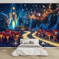 thumbnail image 1 of Modern Wallpaper Murals 3D Cosmic Room Decor Glow Mushrooms Stars Peel and Stick Removable Self-Adhesive PVC Wall Stickers for Nursery Kids Bedroom TV Wall Decor, 1 of 5