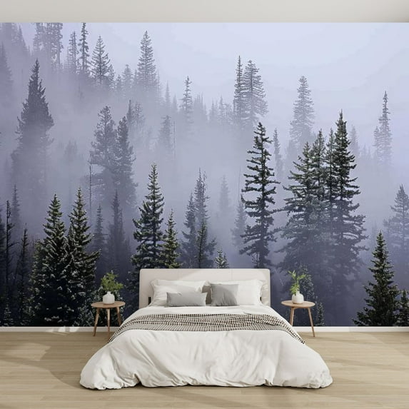 Modern Wallpaper Murals 3D County Mount Rainier National Park Cascade Range Mist Peel and Stick Removable Self-Adhesive PVC Wall Stickers for Nursery Kids Bedroom TV Wall Decor