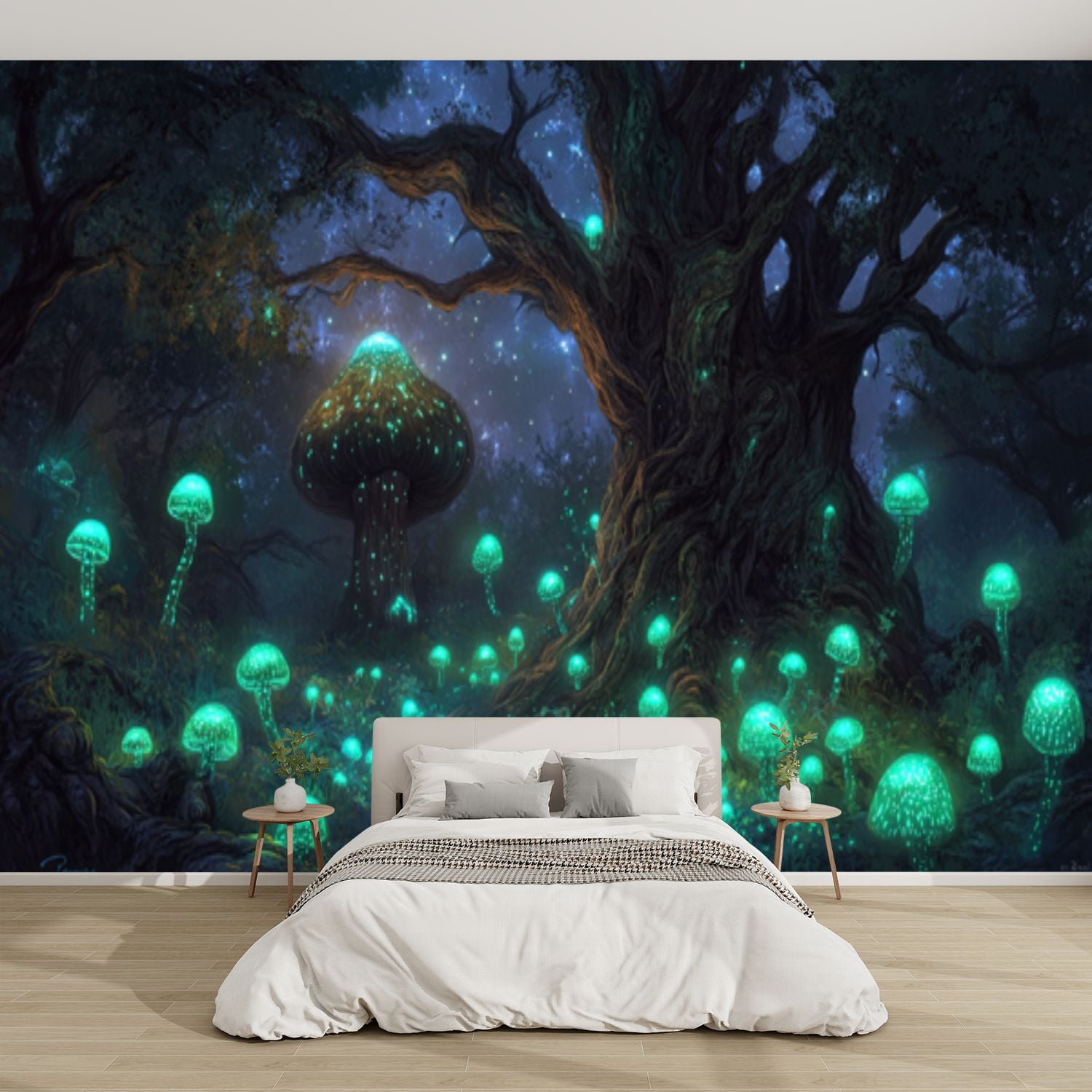 Amaonm 3D Removable Mushroom Wall Stickers - Cartoon Colorful Elves Princess Decals For Kids Room, DIY Leaf Grass Decor