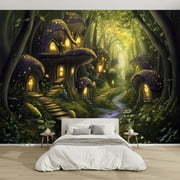 Modern Wallpaper Murals 3D Forest Scene Glowing Stream Fireflies Peel and Stick Removable Self-Adhesive canvas Wall Stickers for Nursery Kids Bedroom TV Wall Decor