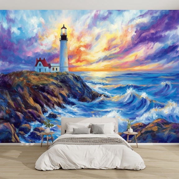 Modern Wallpaper Murals 3D Golden Light Vibrant Coastal Peel and Stick Removable Self-Adhesive canvas Wall Stickers for Nursery Kids Bedroom TV Wall Decor