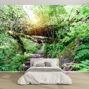 Modern Wallpaper Murals 3D Green forest Peel and Stick Removable Self-Adhesive PVC Wall Stickers for Nursery Kids Bedroom TV Wall Decor
