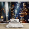 thumbnail image 1 of Modern Wallpaper Murals 3D Kiddo Bedroom Starry Curtains Shelves Peel and Stick Removable Self-Adhesive PVC Wall Stickers for Nursery Kids Bedroom TV Wall Decor, 1 of 5