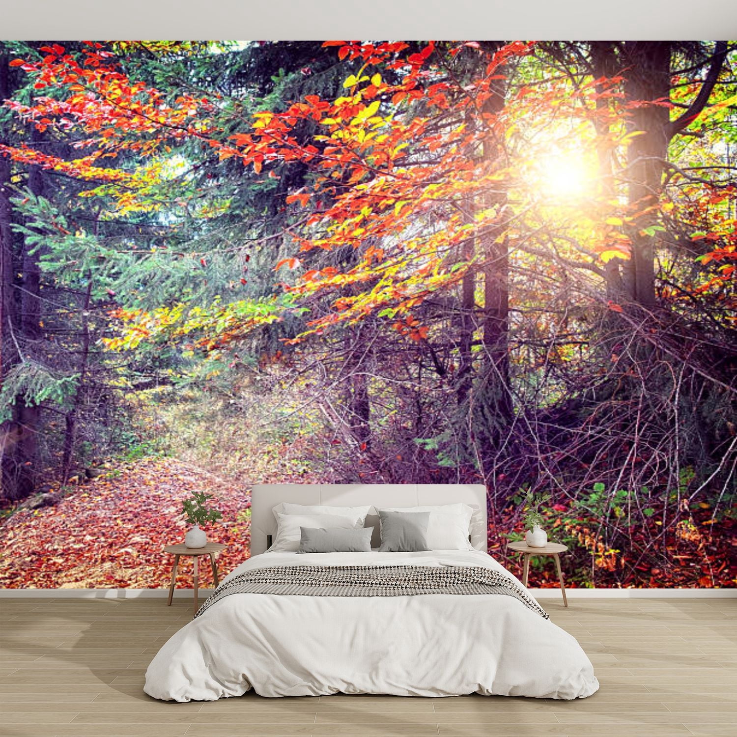 Modern Wallpaper Murals 3D Majestic colorful forest Peel and Stick ...