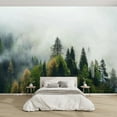 thumbnail image 1 of Modern Wallpaper Murals 3D Misty landscape pine forests Peel and Stick Removable Self-Adhesive PVC Wall Stickers for Nursery Kids Bedroom TV Wall Decor, 1 of 5