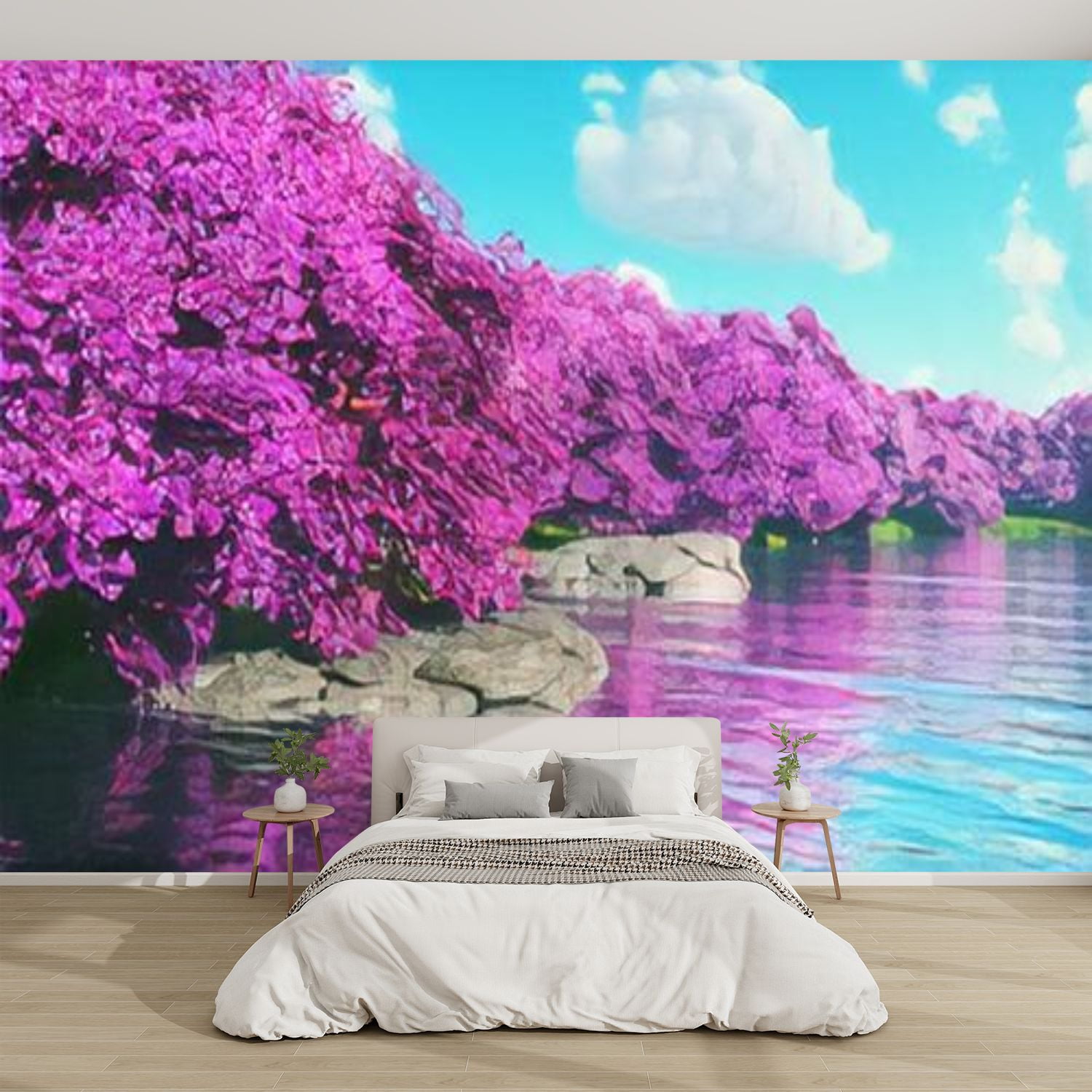 Modern Wallpaper Murals 3D Mysterious Cherry Blossoms Japanese Garden