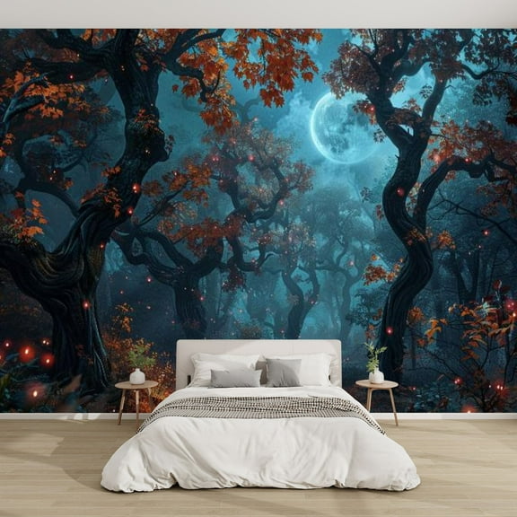 Modern Wallpaper Murals 3D Mysterious Paths Gothic Art Forest Peel and Stick Removable Self-Adhesive PVC Wall Stickers for Nursery Kids Bedroom TV Wall Decor