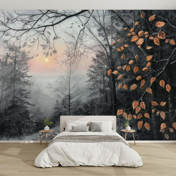 Modern Wallpaper Murals 3D Pastel Highlighted Smokies Sunrise A Drawing Peel and Stick Removable Self-Adhesive PVC Wall Stickers for Nursery Kids Bedroom TV Wall Decor