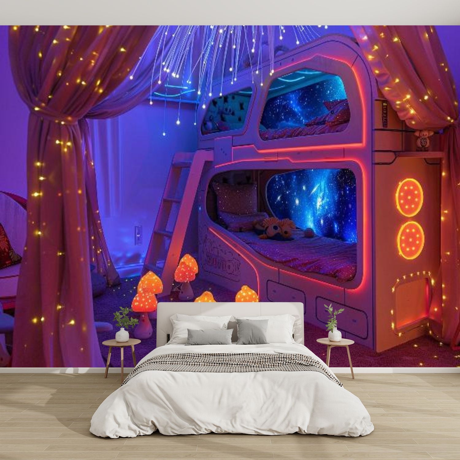 Modern Wallpaper Murals 3D Playful Space Themed Bedroom Enchanting ...