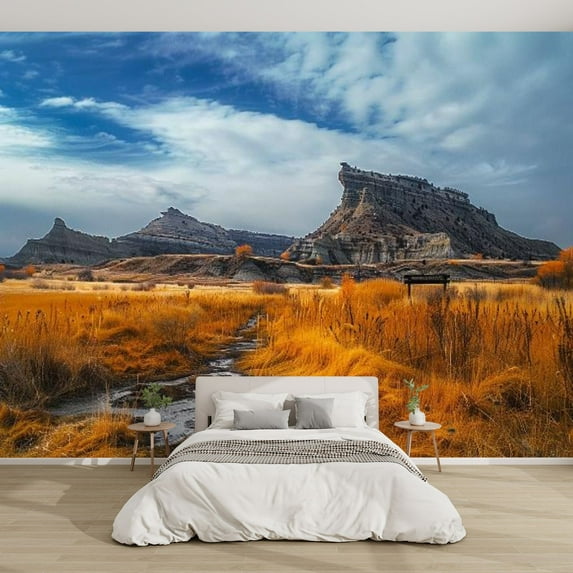 Modern Wallpaper Murals 3D Scottusbluff National Monument Gering Nebraska Peel and Stick Removable Self-Adhesive PVC Wall Stickers for Nursery Kids Bedroom TV Wall Decor