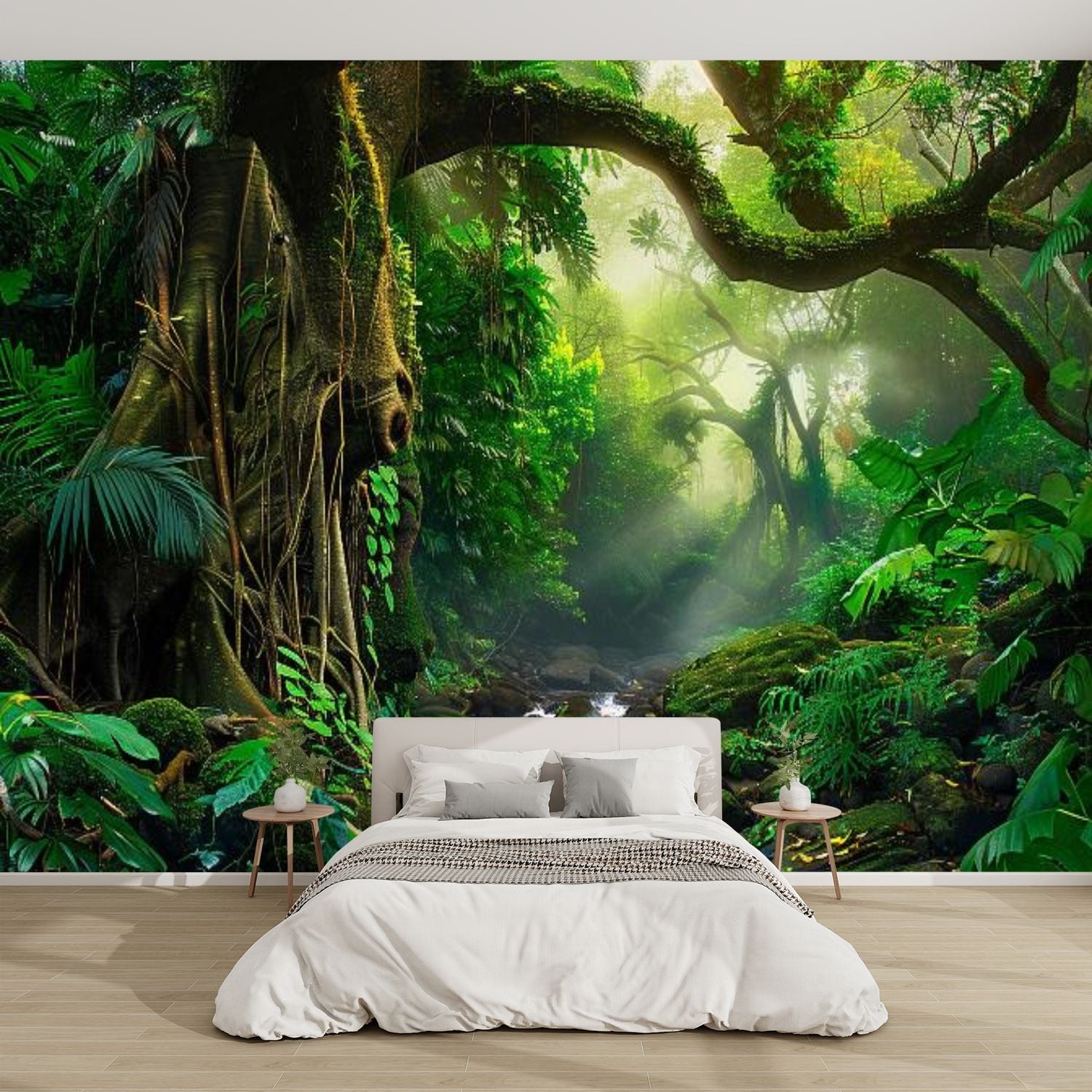 Removable Wallpaper,Jungle Lake,Wall online Mural,Peel and Stick,Self Adhesive or Vinyl