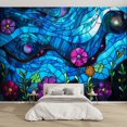 thumbnail image 1 of Modern Wallpaper Murals 3D Vibrant Stained Glass Window Botanical Motifs Peel and Stick Removable Self-Adhesive PVC Wall Stickers for Nursery Kids Bedroom TV Wall Decor, 1 of 5