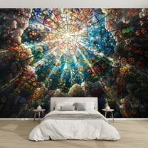 Modern Wallpaper Murals 3D Whimsical Floral Ceiling Mosaic Beams Peel and Stick Removable Self-Adhesive PVC Wall Stickers for Nursery Kids Bedroom TV Wall Decor