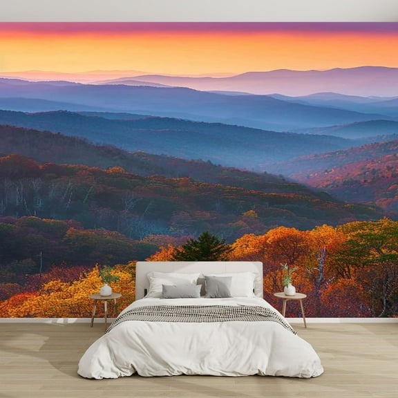 Modern Wallpaper Murals 3D view magnificent autumn mountain sunrise Peel and Stick Removable Self-Adhesive PVC Wall Stickers for Nursery Kids Bedroom TV Wall Decor