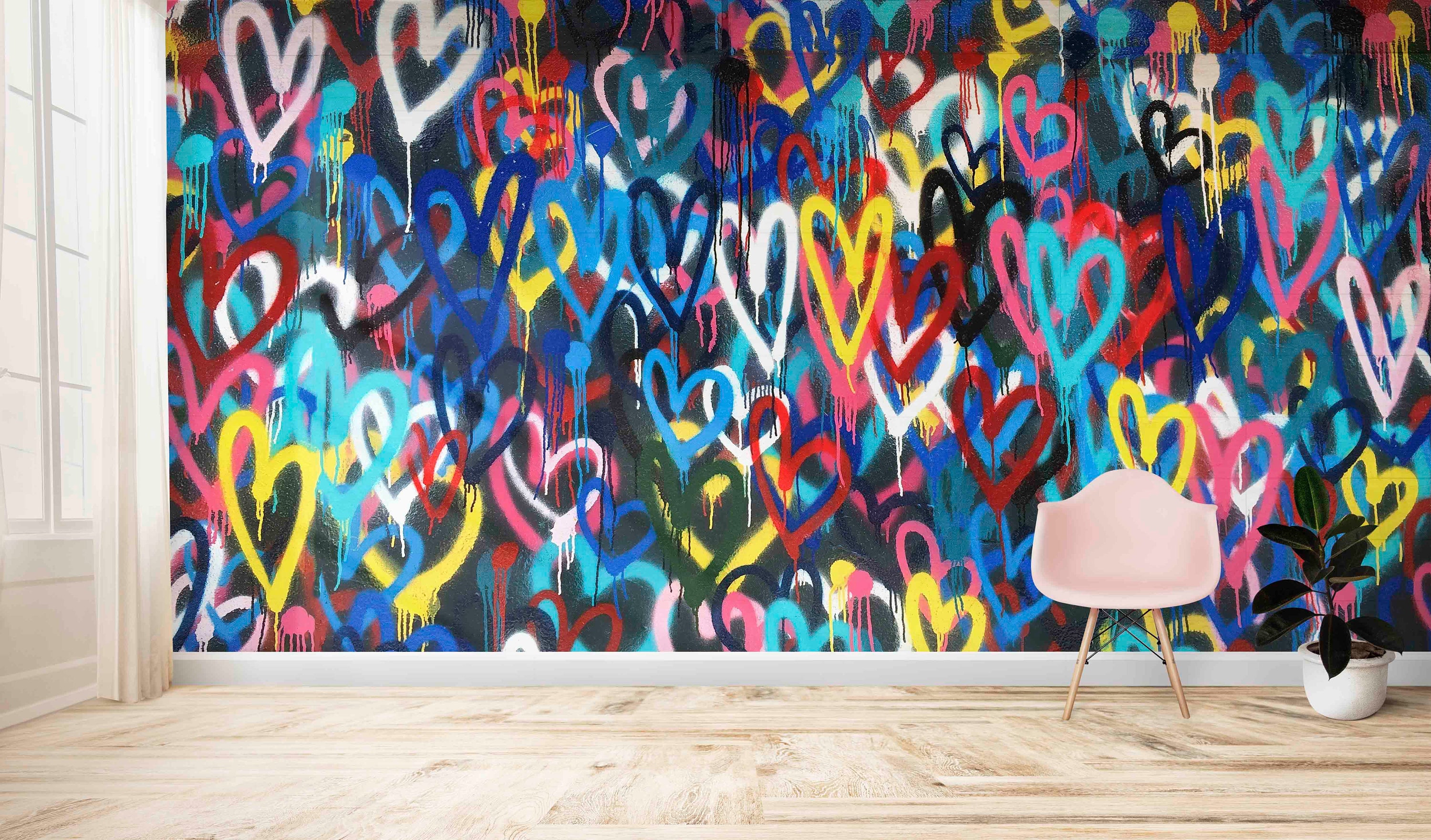 Abstract Mural Wallpaper | Urban Portrait with Orange and Blue main image 1