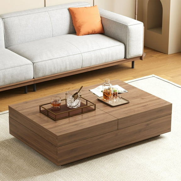 NessCarsti Walnut Elegance Collection Modern Coffee Table, MDF, Walnut / Brown