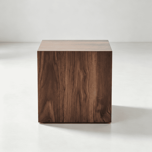 Modern Walnut Texture Coffee Table Cube, 16 Inch MDF Side Table for Living Room & Home Office