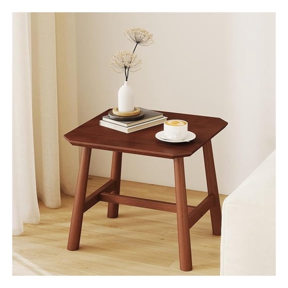 Modern Walnut Wood Side End Table, Small Square Rustic Farmhouse Night Stand, Bedside Table Without Storage Drawer for Bedroom & Small Space Nightstand for Living Room Couch, Easy Assembly