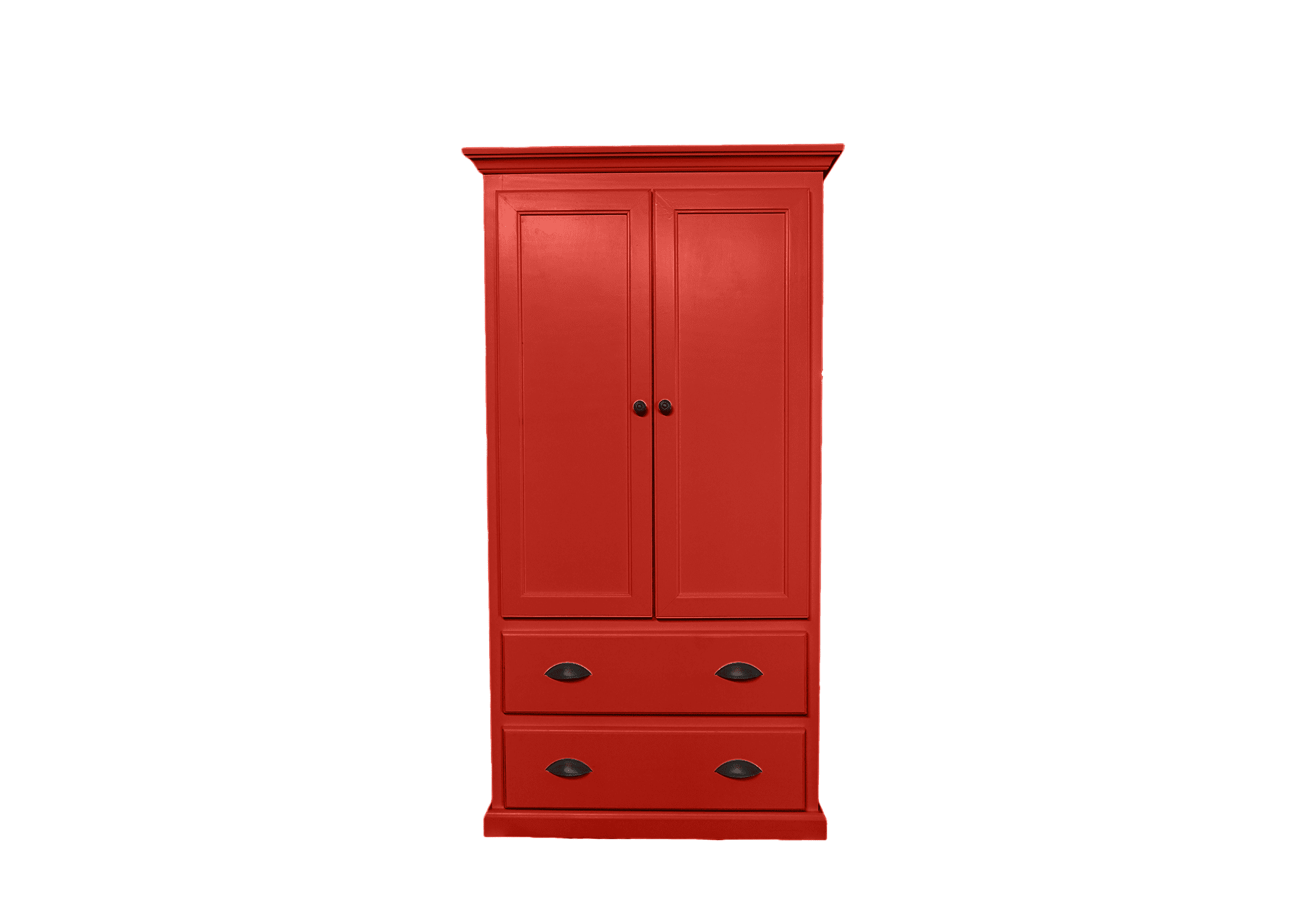 Persimmon Red Solid Wood Armoire with Adjustable Shelves