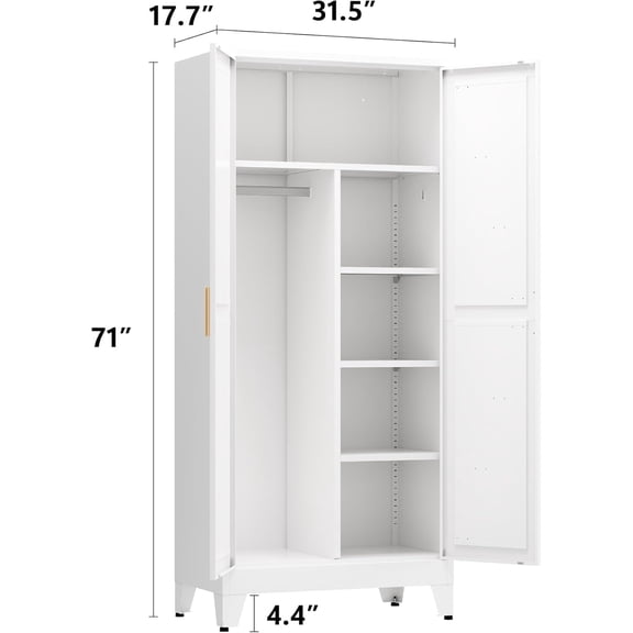 Modern Wardrobe with Extra Storage Shelf, 71" Tall Armoire, Large Fixed Top Compartment for Bedding & Luggage, Adjustable Shelves$$Home Decor, Kitchen, & Other