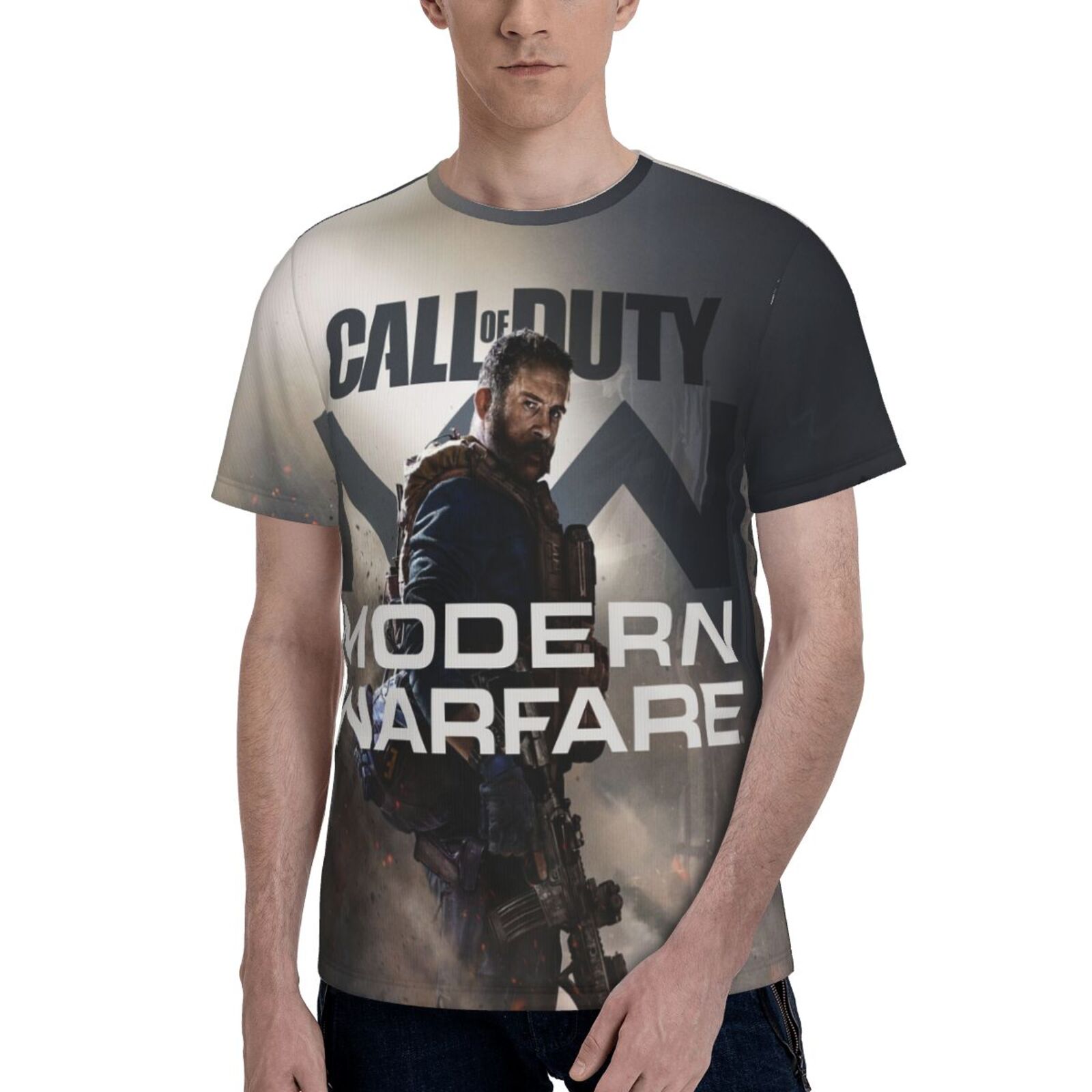 Modern Warfare Call Of Duty Men's T-Shirts Classic Crew T-Shirt Tops Slim Fit Short Shirts Sleeve Casual Tees
