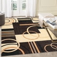 thumbnail image 1 of Modern Washable Area Rug 5x7 Contemporary Geometric Circles Carpet with Non-Slip Backing for Living Room, Low Pile Indoor Floor Mat for Bedroom Dining Room, Dark Brown, 1 of 7