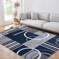 thumbnail image 1 of Modern Washable Area Rug 8x10 Contemporary Geometric Circles Carpet with Non-Slip Backing for Living Room, Low Pile Indoor Floor Mat for Home Office, Navy, 1 of 7