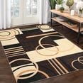 thumbnail image 1 of Tzou Modern Washable Brown Geometric Area Rugs, 9x12ft, Non-Slip Backing, 1 of 7