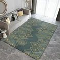 thumbnail image 1 of Modern Washable Area Rug, Abstract Rhombus Golden Pattern Dark Green Home Decor Rugs,Anti-Skid Soft Durable Carpet For Bedroom Kids Bedroom Bedside Living Room Indoor Entry 2 x 3ft, 1 of 6
