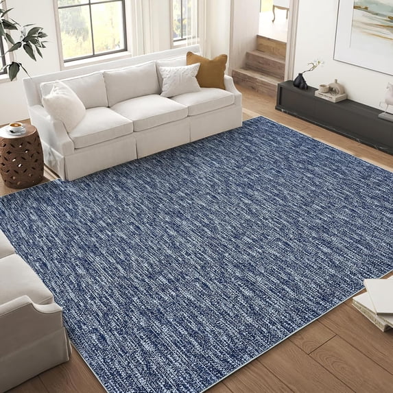Modern Washable Area Rugs 5' x 7', Low-Pile Soft Indoor Rugs for Living Room Bedroom, Foldable Floor Carpet with Non-Slip Backing(Blue)