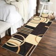 thumbnail image 1 of Modern Washable Runner Rug 2x6 Contemporary Geometric Circles Carpet with Non-Slip Backing for Hallway, Low Pile Indoor Floor Mat for Kitchen Bedroom, Dark Brown, 1 of 1