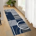 thumbnail image 1 of Modern Washable Runner Rug 2x6 Contemporary Geometric Circles Carpet with Non-Slip Backing for Hallway, Low Pile Indoor Floor Mat for Kitchen Bedroom, Navy, 1 of 7