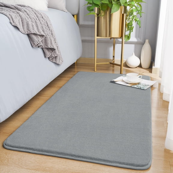 Modern Washable Runner Rugs 2x4 Feet Grey Bedroom Rug Small Area For Living Room Non Slip Memory Foam Hallway Entryways Laundry