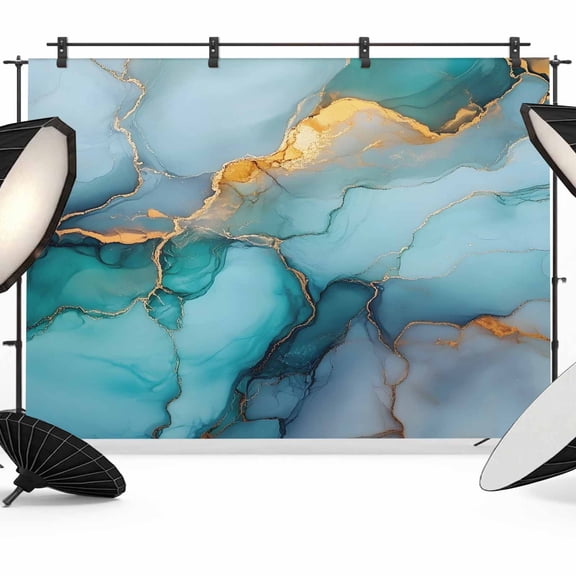 Modern Water Ripple Backdrop for Photography, Green Gold Marble Texture Photo Backdrop Portrait Background Party Banner Photo Backgrounds for Studio Booth Props, 7x5ft