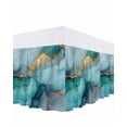 thumbnail image 1 of Modern Water Ripple Bed Skirt King Size 18" Drop Green Gold Marble Texture Ruffled Wrap Around Bed Skirts Adjustable Elastic Bedskirt Dust Ruffle for King Size Bed, 1 of 7