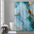 thumbnail image 1 of Modern Water Ripple Shower Curtain for Bathroom Decor, Green Gold Marble Theme Waterproof Fabric Shower Curtain, 60"x72" Set with 12 Hooks, 1 of 9