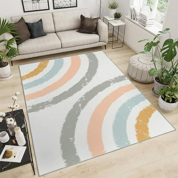 Modern Watercolor Area Rug, Abstract Boho Kids Rug, Low Pile Washable Non-Slip Rug For Living Room Bedroom Kitchen 2 x 3ft
