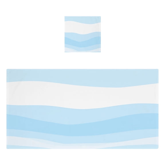 Modern Waves Pattern 2 Piece Cotton Bath and Face Towel Set Soft and Absorbent, for Beach Pool Bathroom