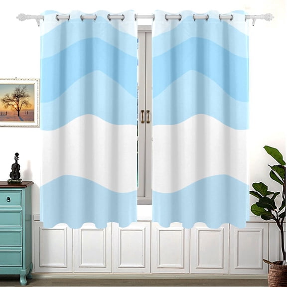 Modern Waves Pattern 63x55in Window Curtain Panels 63x55in 2-Piece Heavy Duty 80% Light Blocking