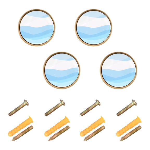 Modern Waves Pattern Cabinet Furniture Knobs Drawer Metal Pulls 1.26in Acrylic Zinc Alloy Dual Screw Set