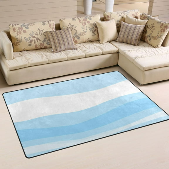 Modern Waves Pattern Soft Polyester Area Rug 31''x20'', Non Slip, Memory Foam, Water Absorbent