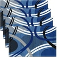 thumbnail image 1 of Modern Wavy Circles Design Placemats Set of 4 12"x18" Blue Grey Placemats for Dining Table Indoor Outdoor Kitchen Geometric Circle Swirl Table Mats Placemat Abstract Art Decor Table Place Mats, 1 of 4