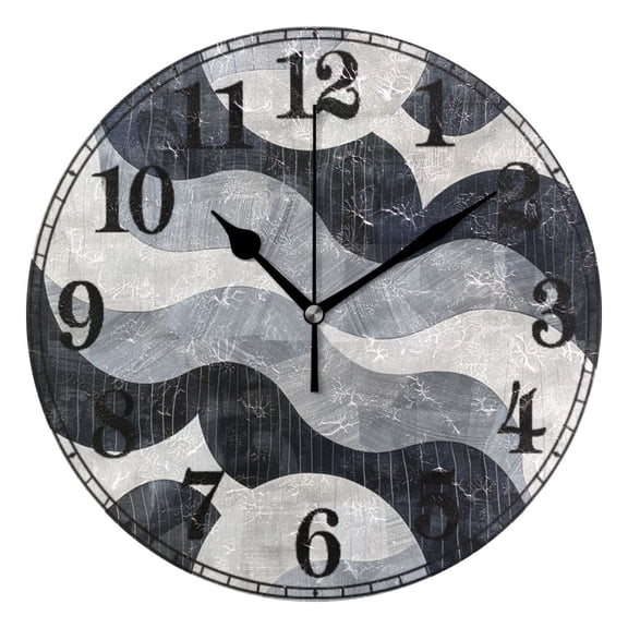 Modern Wavy Circles Silent Wall Clock 10" Non-Ticking Battery Clock