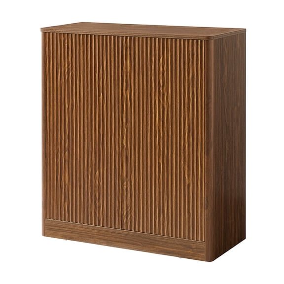 Modern Wavy Curved Contour 2-Door Sideboard, 31.5-Inch, Walnut