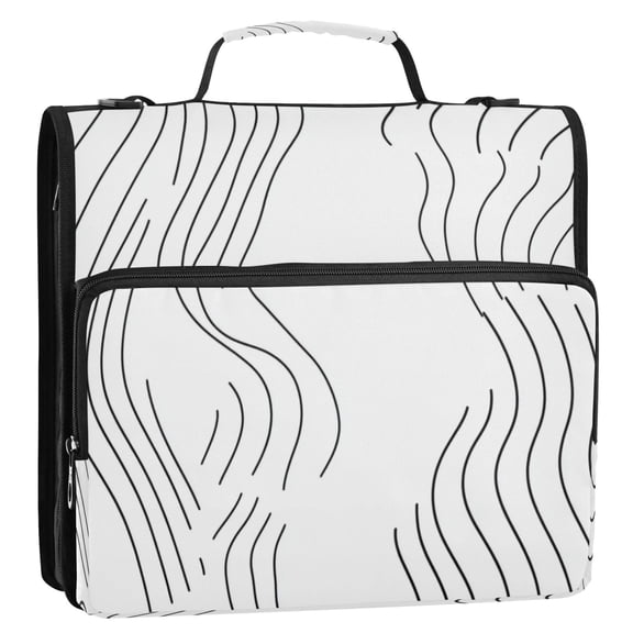Modern Wavy Line Pattern Stripes Lines Zipper Binder Bag 3 Ring Binder Bag,Large Capacity Durable Binder Organizer Bag