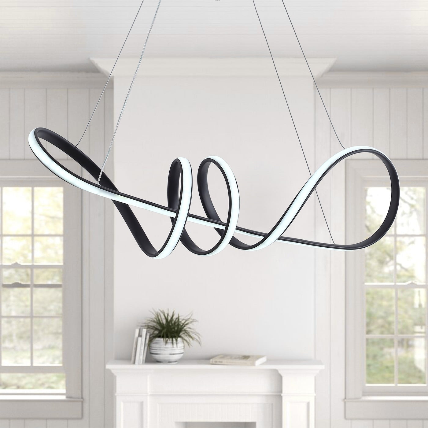 Modern Black and White LED Pendant Light Fixture