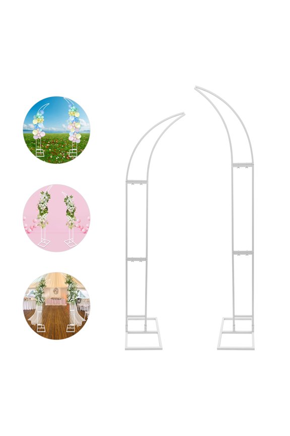 Modern Wedding Arched Bracket Floor Standing Curved Wedding Stands Steel Tube Material 2 PCS