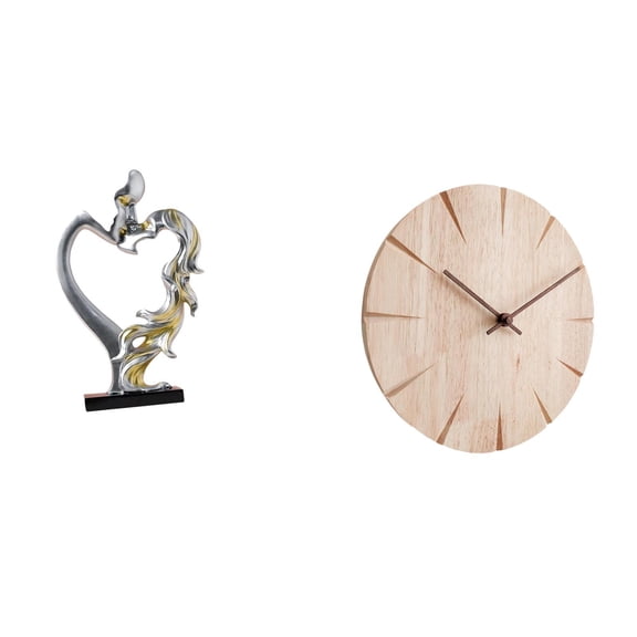 Modern Wedding Gift Couple Statue Kissing Couple Figurine Wall Clock Resin Feature for Family Home Bedroom Office Decor