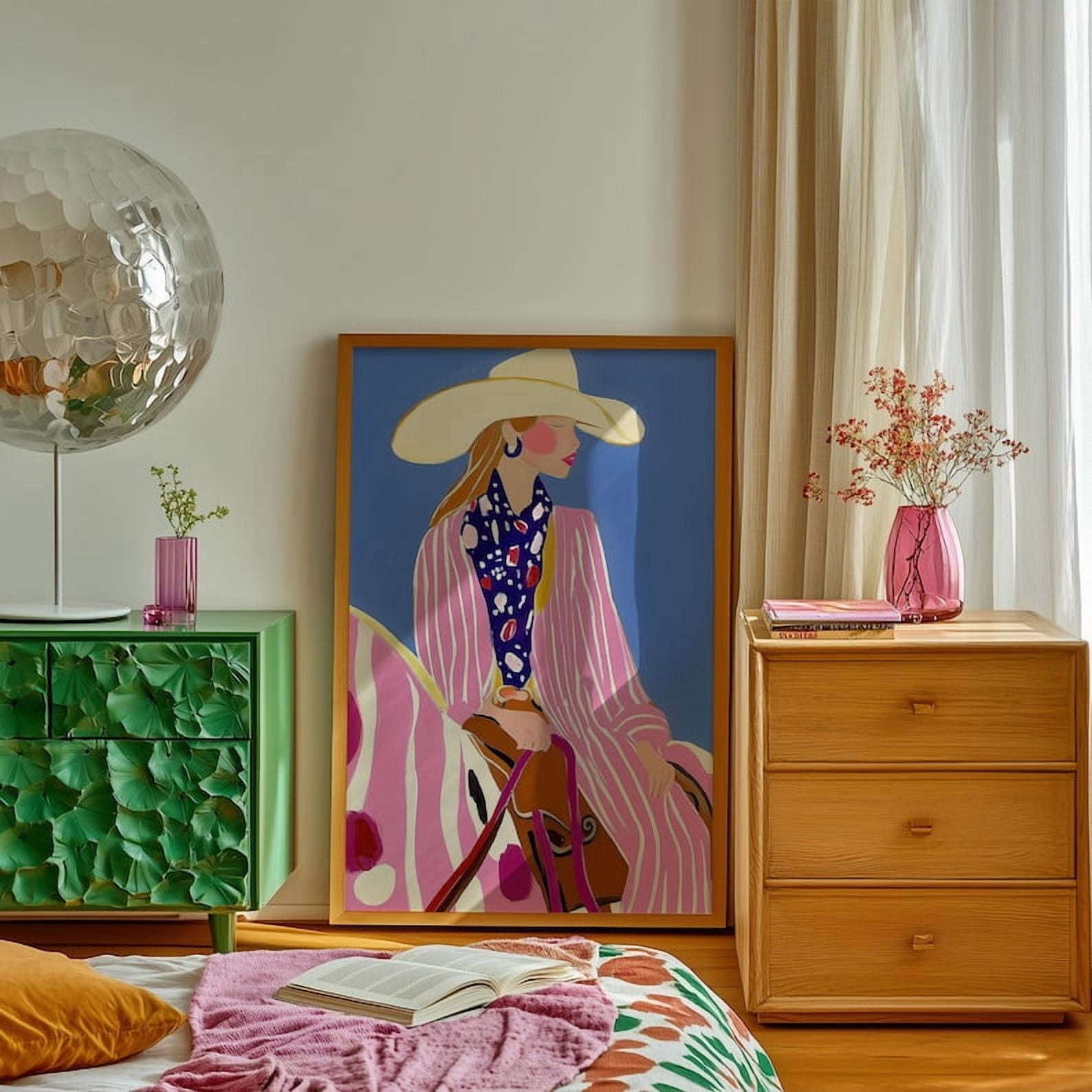 Modern Western Wall Decor Pink Cowgirl Art Print Stylish Ranch Inspired ...